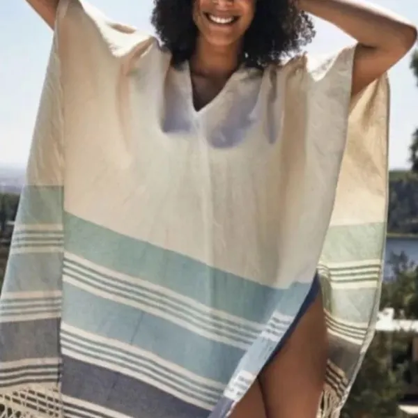 Like New Anthropologie Tribe Alive Fringed Poncho Top One Size - Image 2