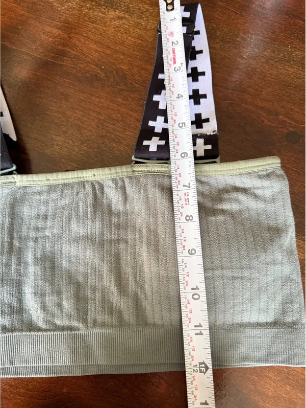 BP. Wildfang Medium Ribbed Bandeau Bra with Black and White Cross Straps - Image 6