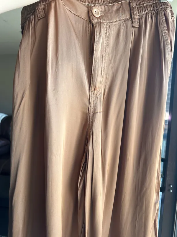 Shiny Satin Wide Leg Aerie Trousers - Image 3