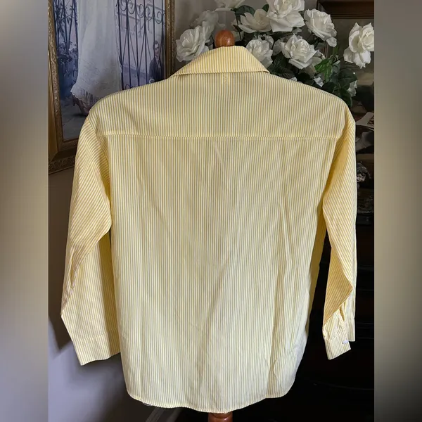 ASEW Yellow Striped Button-Up Cotton blend Shirt Sz S - Image 2