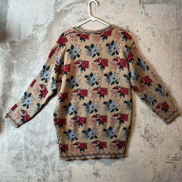 Vintage Floral Knit Sweater Cottagecore Granny Chic Pullover Large Deadstock New - Image 3