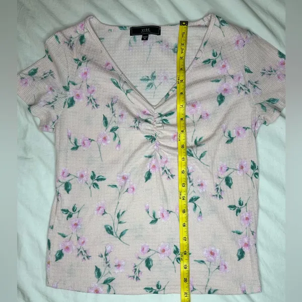 VIBE pink floral print short-sleeve top - Image 4