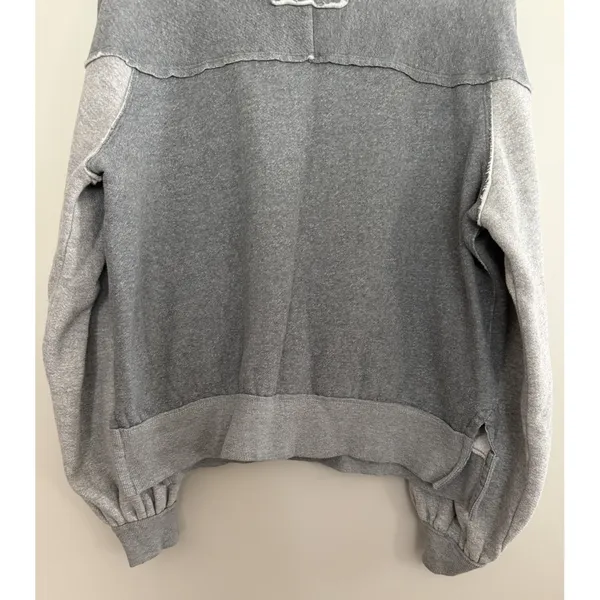 We The Free x Free People‎ Kassey Half Zip Sweatshirt Two Tone Gray Size Medium - Image 6