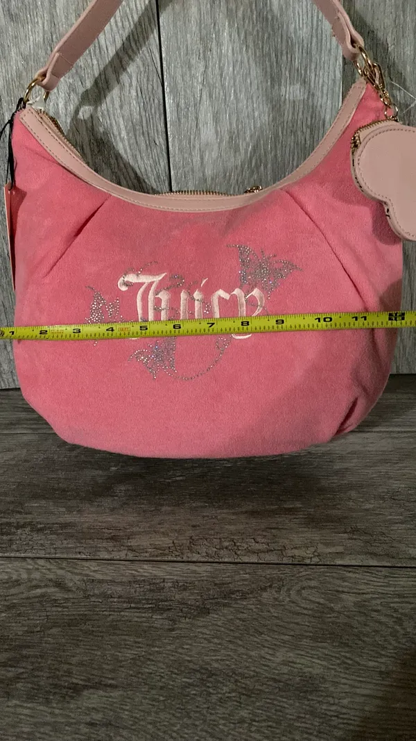 Juicy Couture Pink Terry Hobo Bag Set | Rhinestone Butterfly Logo - Image 7