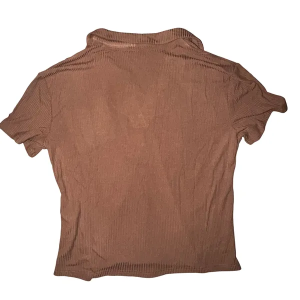 Muk‎ Luks Womens Brown Ribbed Knit Lounge Set Polo Top and Pants Small A685249 - Image 3