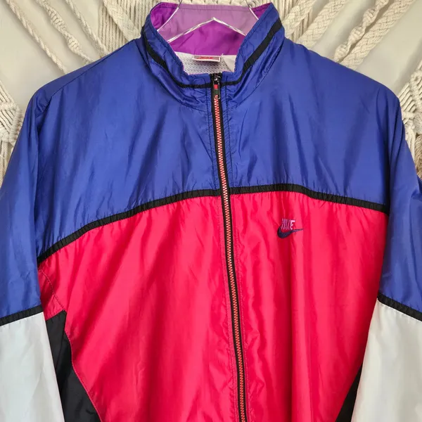 Nike‎ Vintage 90s Style Colorblock Windbreaker Jacket Red Blue Purple Womens L - Image 9