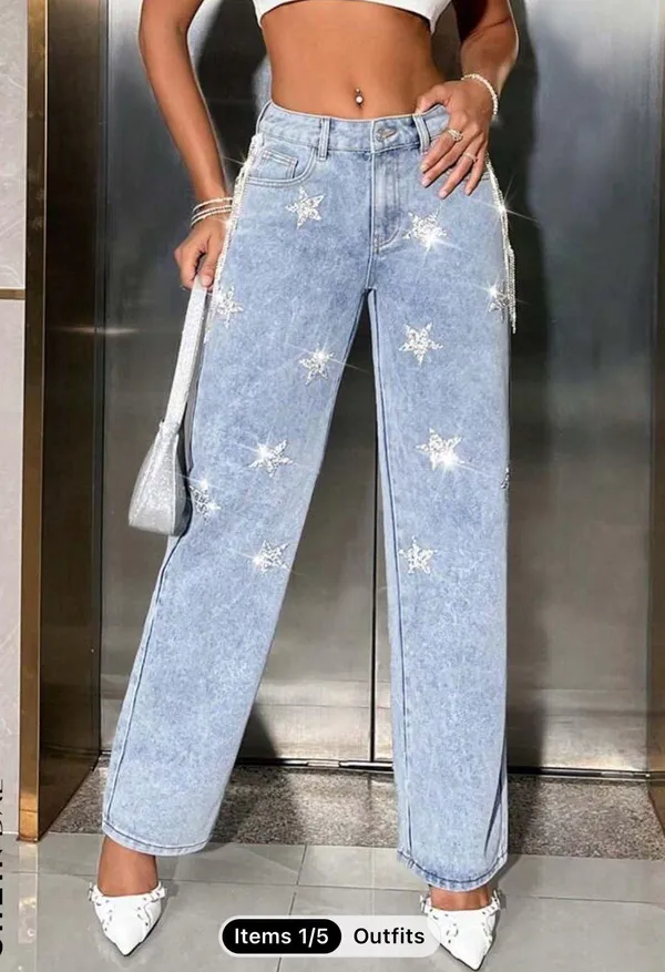 SheIn Star Sequined Jeans - Image 2