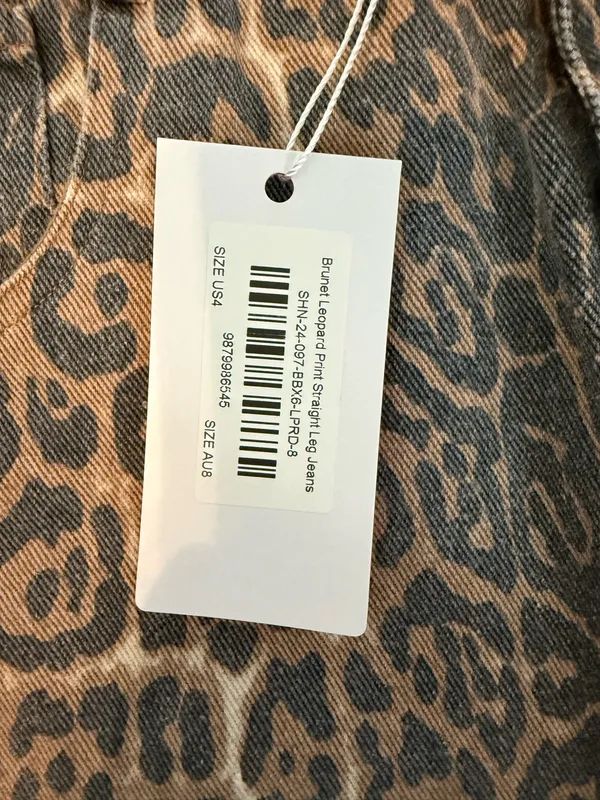 Beginning Boutique Brunet Leopard Print Straight Leg Jeans US 4 NWT - Image 8