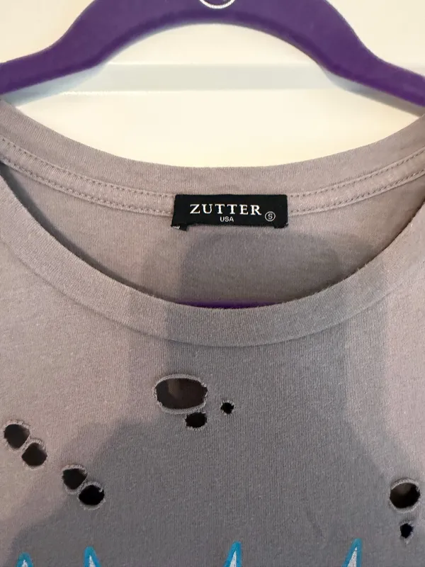 Zutter Distressed Graphic Tee Gray - Image 7