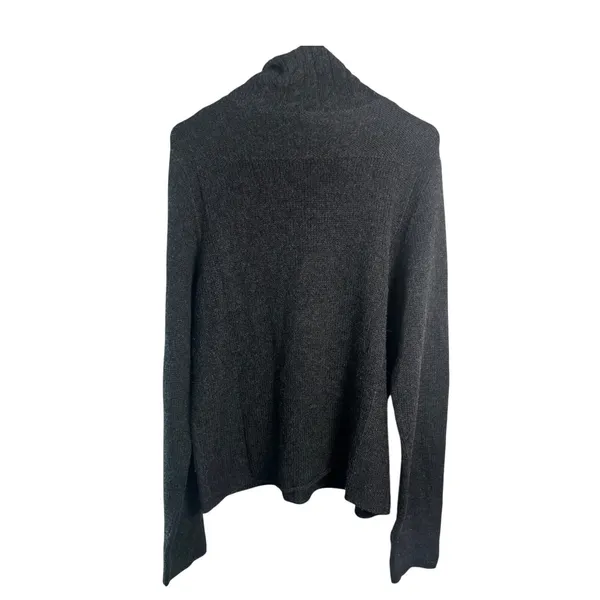 J.Crew Womens XL Charcoal Gray Cable Knit Mock Neck Shoulder‎ Button Sweater - Image 3