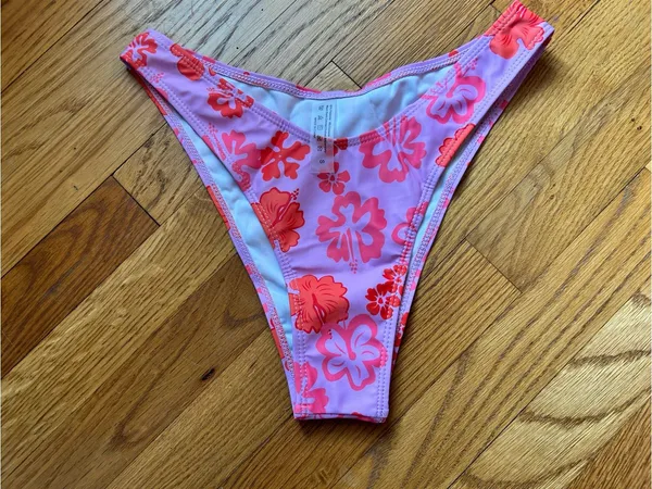 Floral Pink & Orange Bandeau Bikini Set - Image 4