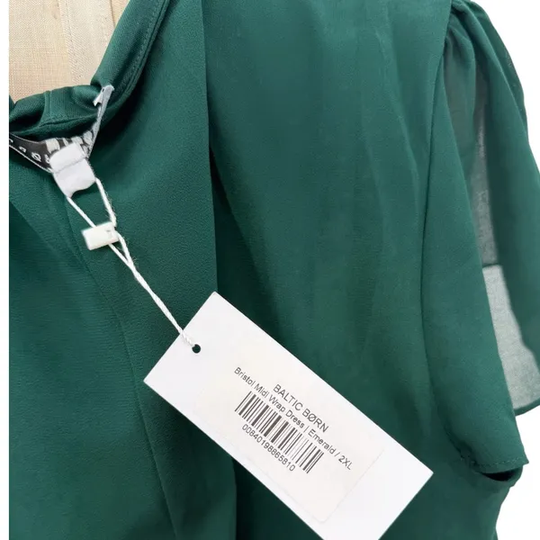 Baltic Born Bristol Midi Wrap Dress Emerald Green Flutter Sleeve NWT Size 2X - Image 12