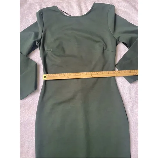 NWT Lulus Olive Green Open Back Long Sleeve Round Neck Dress Size L Party Knee L - Image 8