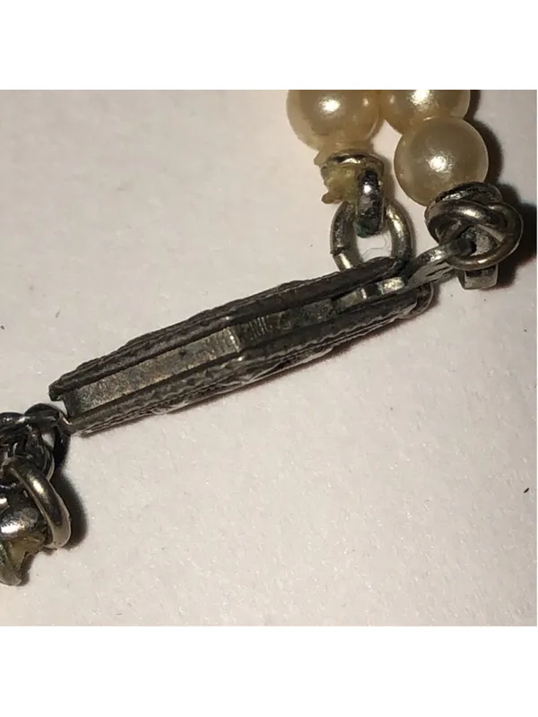 Elegant Sterling Clasp Vintage Faux Pearl Beaded Boho Necklace - Image 5
