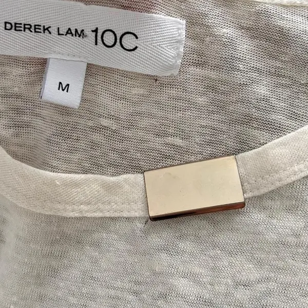 Derek Lam cream linen Gold Hardware elevated basic T shirt M Minimalist - Image 7