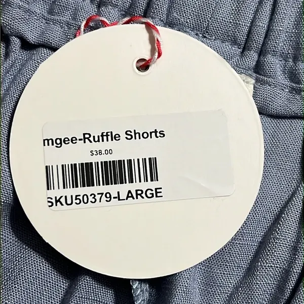 Umgee womens large linen blend baby blue ruffle shorts no pockets elastic waist - Image 8