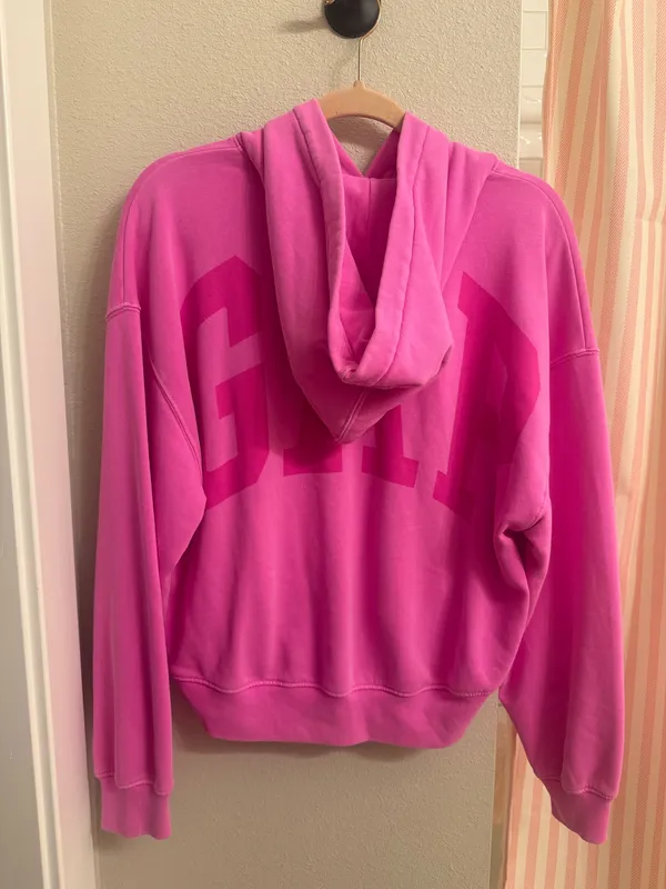Pink Cropped Gap Hoodie - Image 2