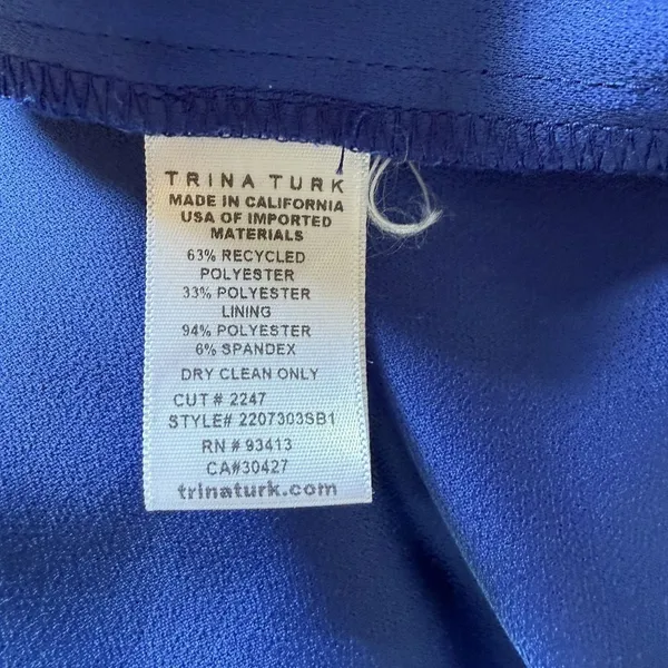 Trina Turk Lenaya Blouson Draped Sleeveless Dress Asymmetrical Royal Blue‎ Sz 6 - Image 7