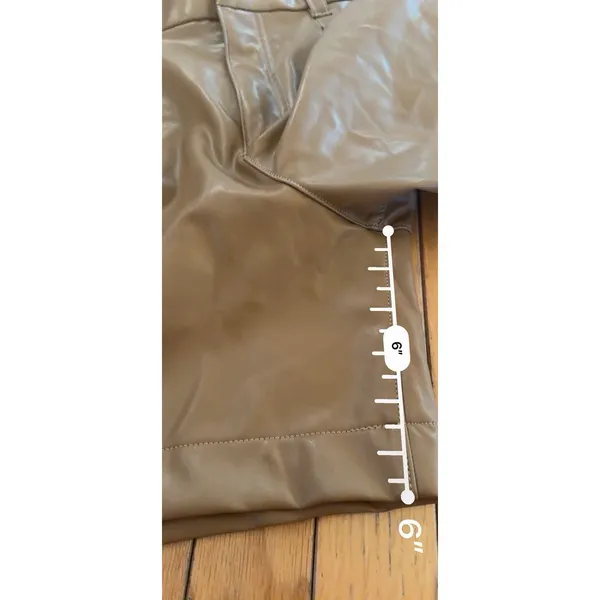 ABERCROMBIE & FITCH Vegan Leather Shorts High Rise Stretch Camel Brown Tan M - Image 6