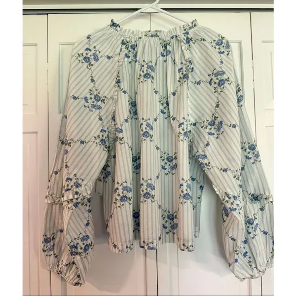Old Navy NWT floral ruffled puff sleeve blouse size large - Image 7