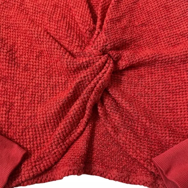 LAmade Womens Red Twist Front V-Neck Long Sleeve Textured Knit Top Size M | 0084 - Image 4