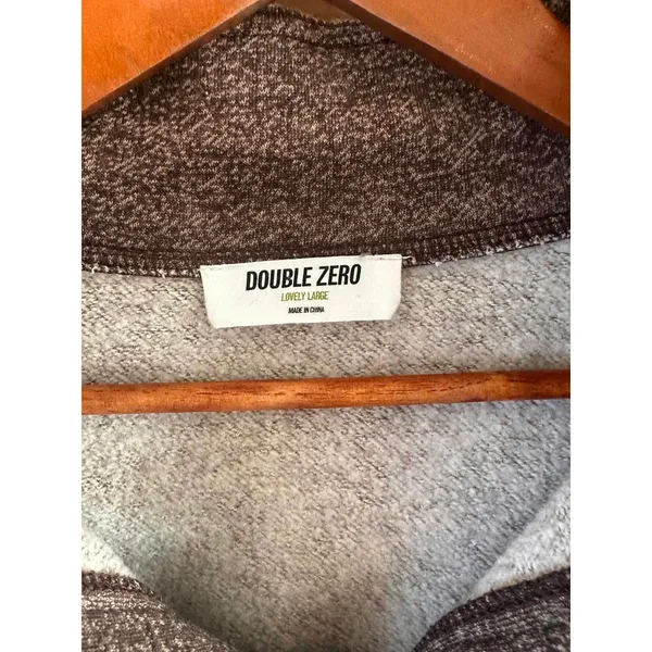 Double Zero Cropped Button Up Long Sleeve Shacket Sweater Heathered Brown Large - Image 6