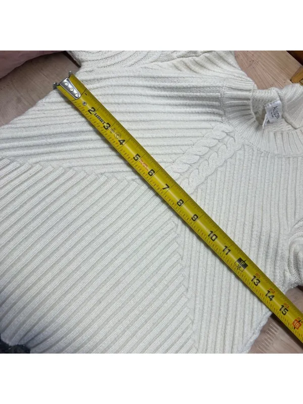 Allison Cecile Cream Ribbed Sweater Puff Sleeves Size XS Coquette Balletcore - Image 9
