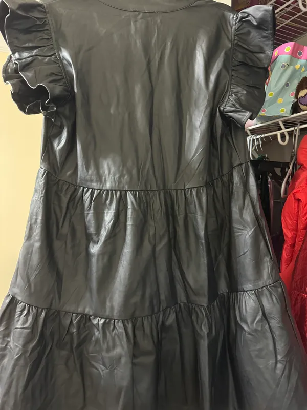 Entro BLACK LEATHER RUFFLE DRESS - Image 3
