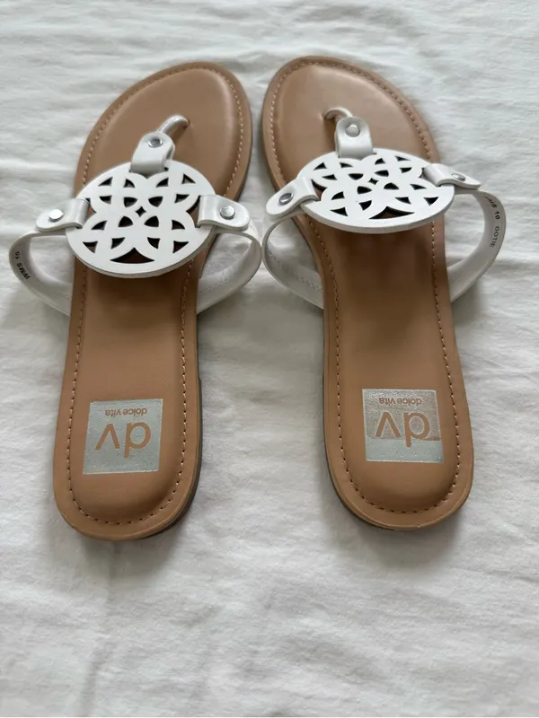 Dolce Vita Gotie White Cutout Thong‎ Sandals Women’s Size 10 - Image 4
