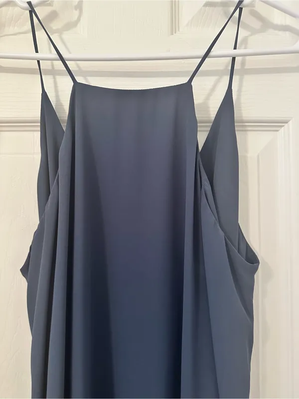 LOFT Dark Navy Slip Midi Dress with Tie Waist - Image 6
