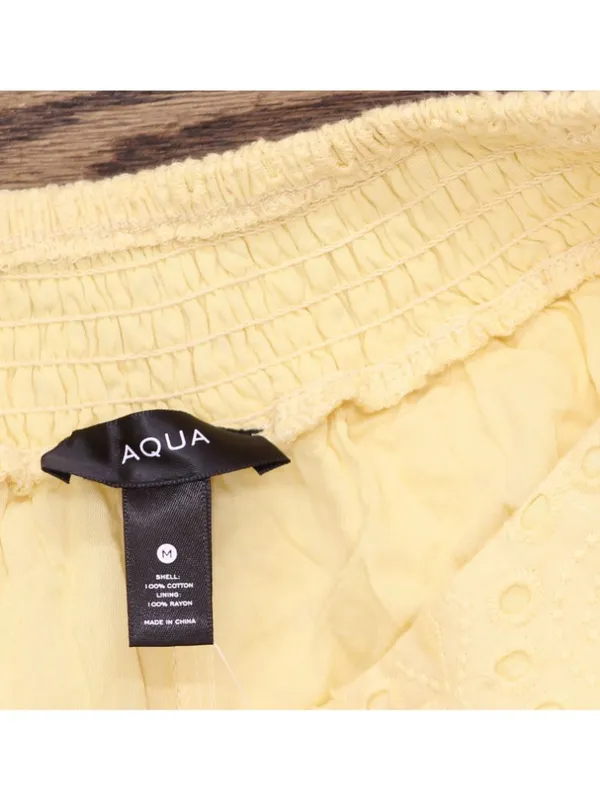 NWT Aqua Cotton Maxi A-Line Eyelet Skirt AQ9697 Butter Yellow M - Image 4