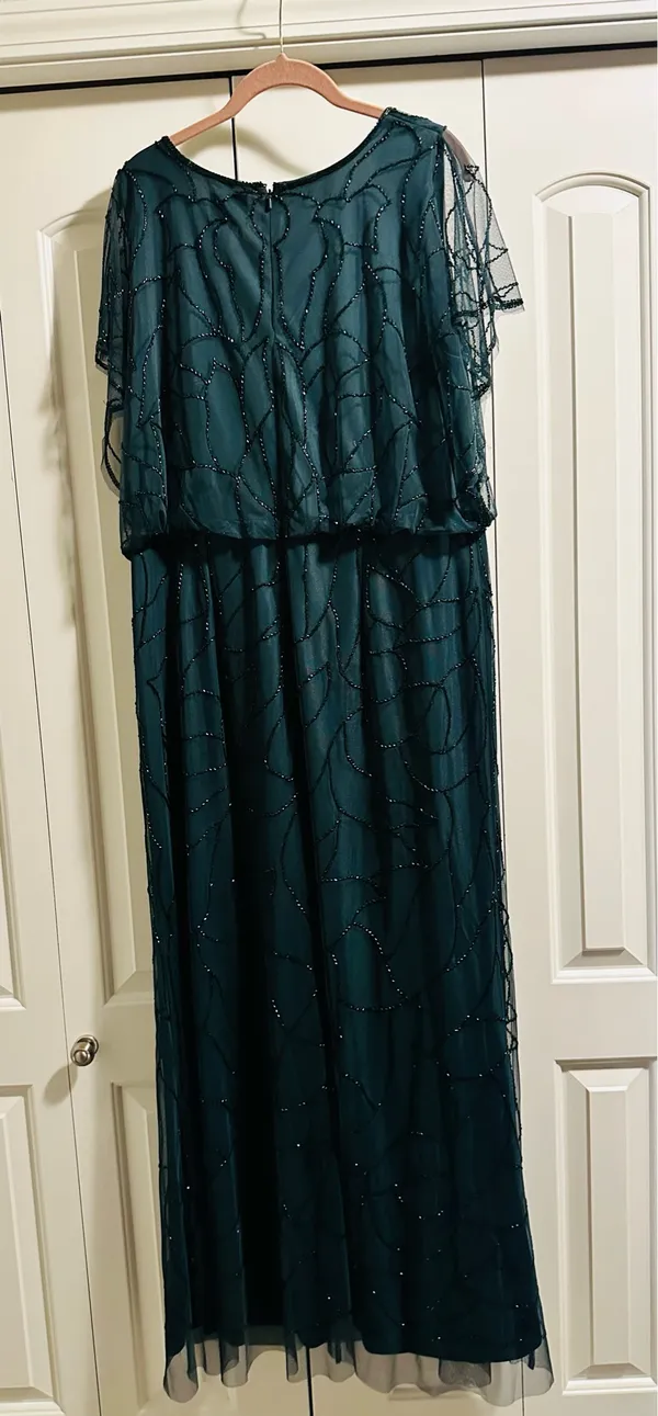 Adrianna Papell Forest Green Formal Sequin GownSize 14w - Image 2
