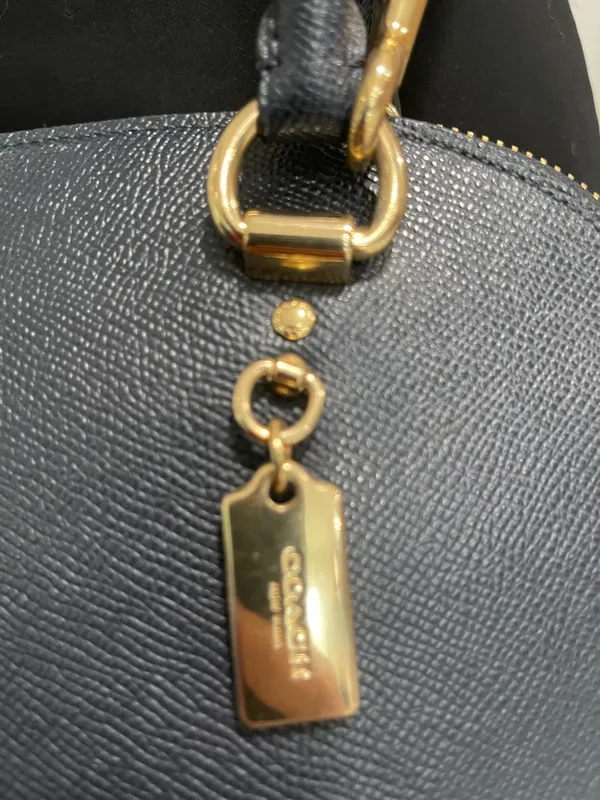 Coach Katy Satchel Bag - 2553 Dark Navy Blue Crossgrain Leather - Image 5