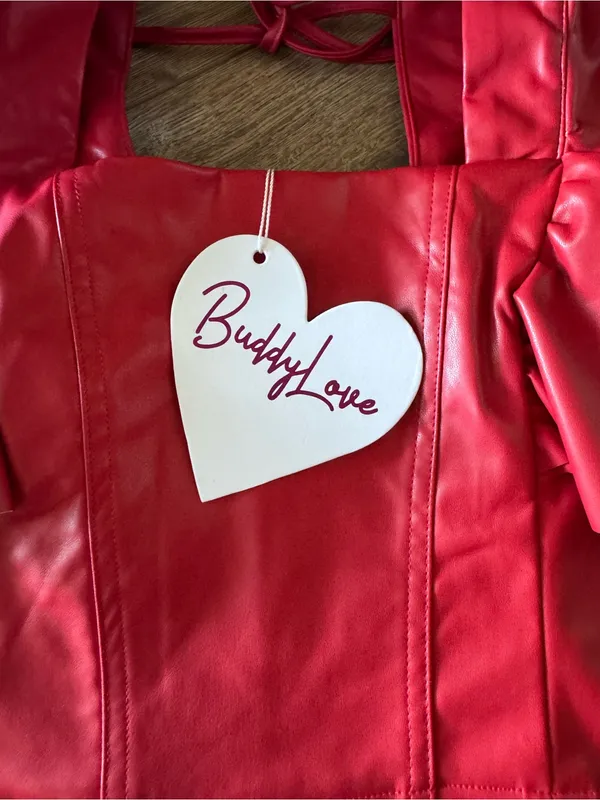 Buddy Love Erin Vegan Leather Top in Crimson Size S NWT - Image 4