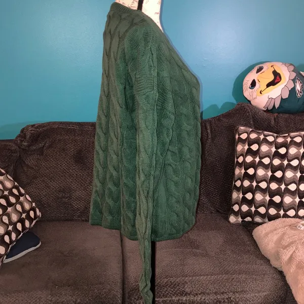 NWT ANRABESS Green Cable Knit Sweater, Large - Image 3