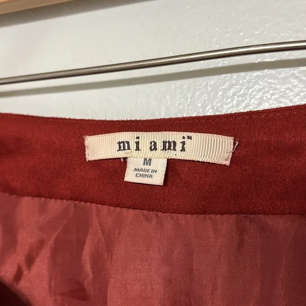 Miami Boho Embroidered Rust Red Faux Suede Mini Skirt Size M - Image 7