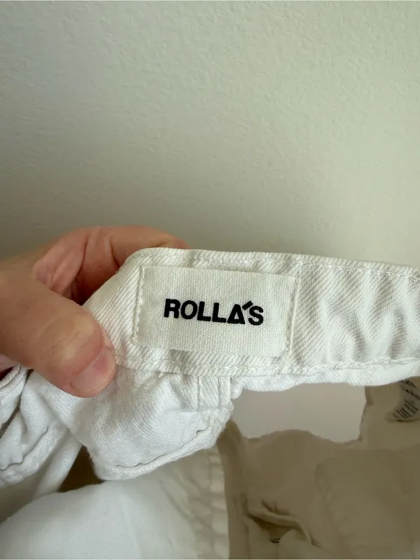 Rolla's Dusters High Rise Slim White Denim Shorts Button Fly Size 25 - Image 11
