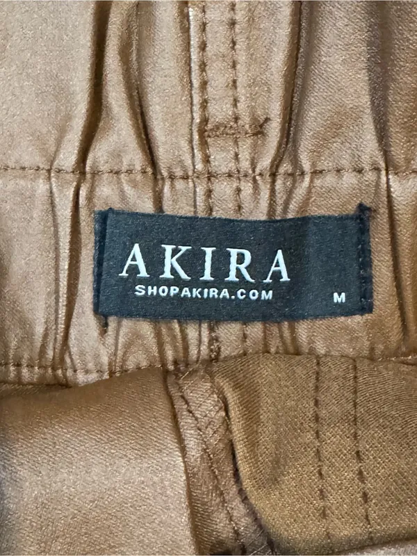 AKIRA Brown Faux-Leather Belted High-Rise Skort - Image 3