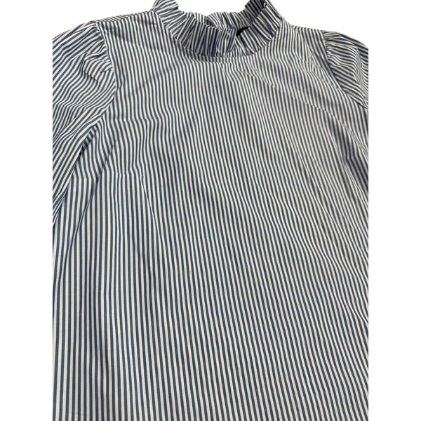 J.Crew Organic Cotton Long Sleeve Ruffleneck Top Stripe Blue Size‎ XS - Image 7