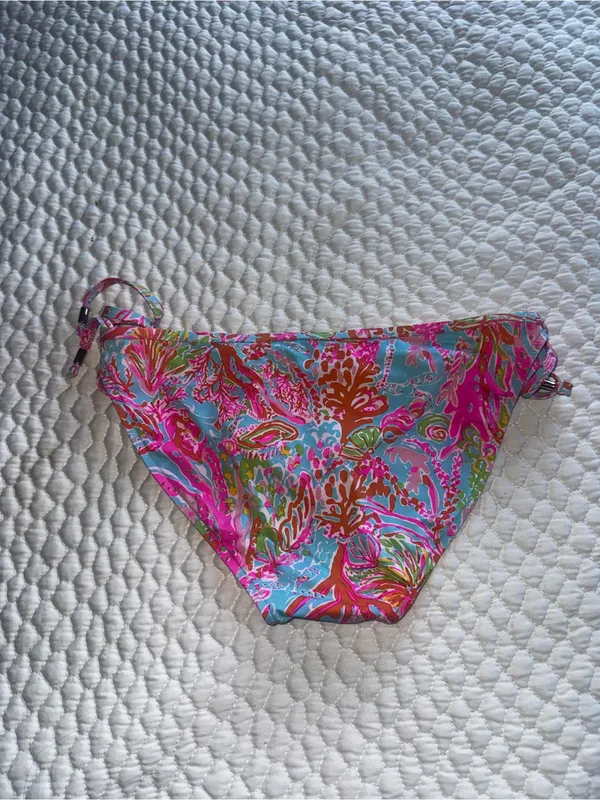 Lilly Pulitzer Women’s Coral Print Colorful Neon Bikini Bottom Size Medium - Image 2