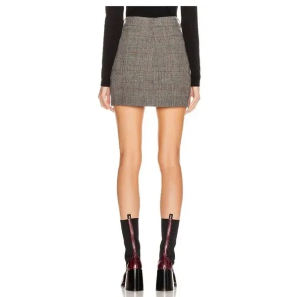 Helmut Lang Black Gray Red Plaid Mini Skirt 28 - Image 5