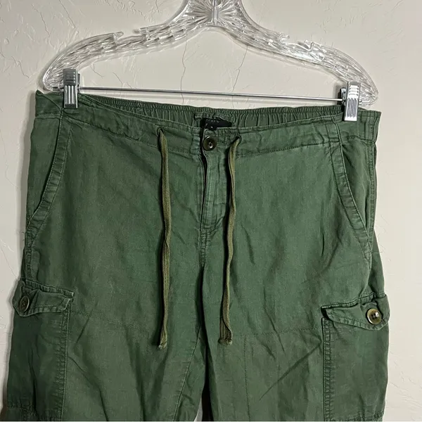 J.Crew‎ Army Green Linen Cotton Blend Utility Cargo Crop Pants - Image 3