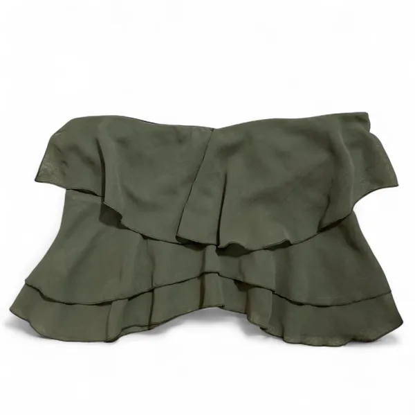 Edikted olive green chiffon ruffled cropped tube top - Image 4
