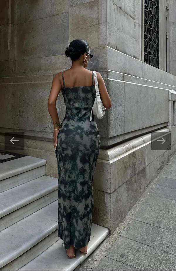 Zara dress midi fitted tie dye effect casual summer vacation - Image 3