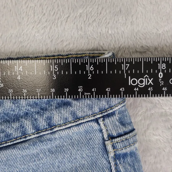 Free Assembly Jeans Womens 12 (33x30) Super High Rise Straight Patchwork Raw Hem - Image 9