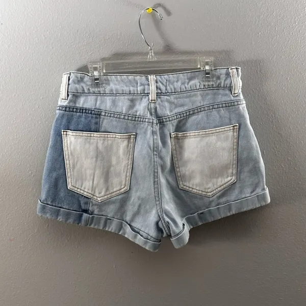 Pacsun Women Denim Blue Patched Mom Shorts‎ Y2K size 25 - Image 8