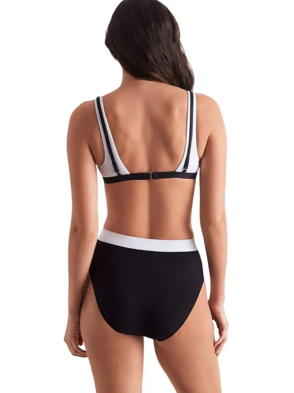 Mimi Flamingo Layered Slimming Triangle Swim Bra Top 900051012 Black / White 6 - Image 9
