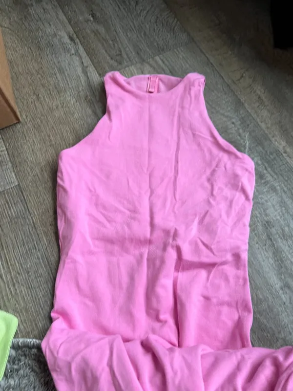 NEW • Skims • Soft Lounge Sleeveless Long Maxi Dress Cotton Candy Pink Ribbed - Image 11