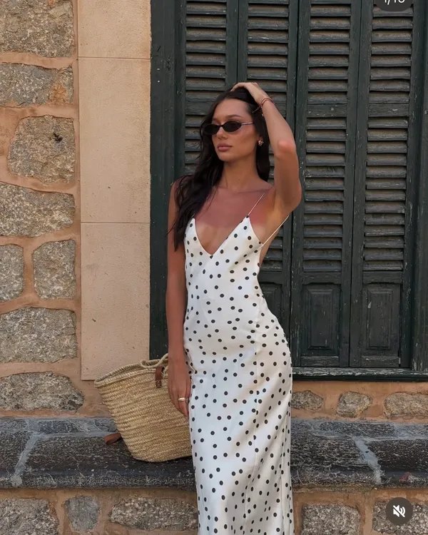 Zara Elegant Polka Dot satin effect Slip maxi Dress - Image 6