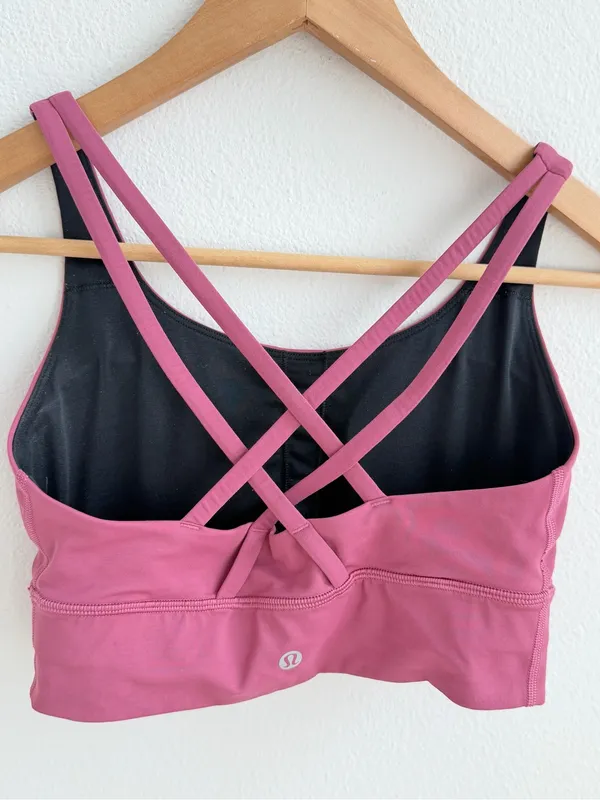 Lululemon Energy Bra Longline Pink Mauve Size 6 Strappy Crossback Sports Bra - Image 7